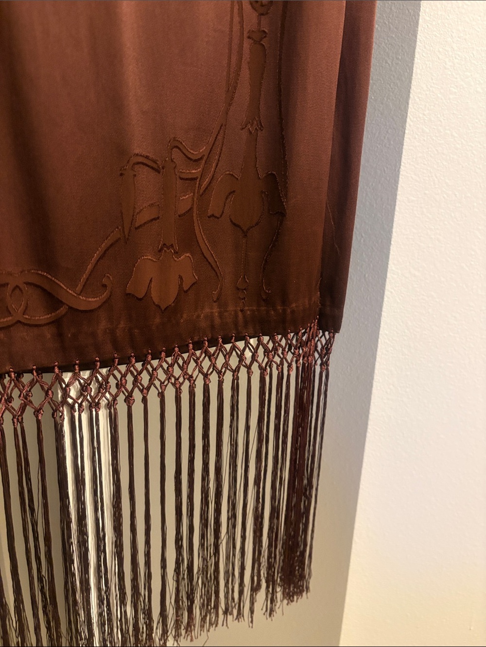 Zara Brown Fringe Maxi Dress with V-Neck - Picture 3 of 5